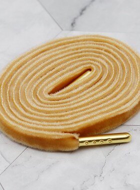 轩丝扁形双面绒面绿色鞋带金属头层次感丝绒女款板鞋休闲鞋绳