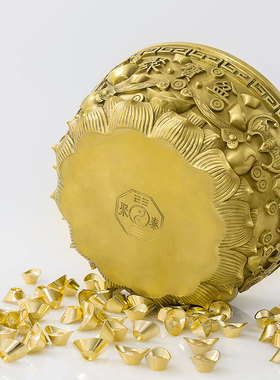 铜聚宝盆摆件 客厅电视柜存钱罐工艺品办公桌家居装饰品 开业礼品