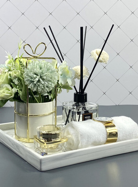 样板房浴室摆件卫生间装饰品洗手台香薰卫浴托盘组合套装软装饰品
