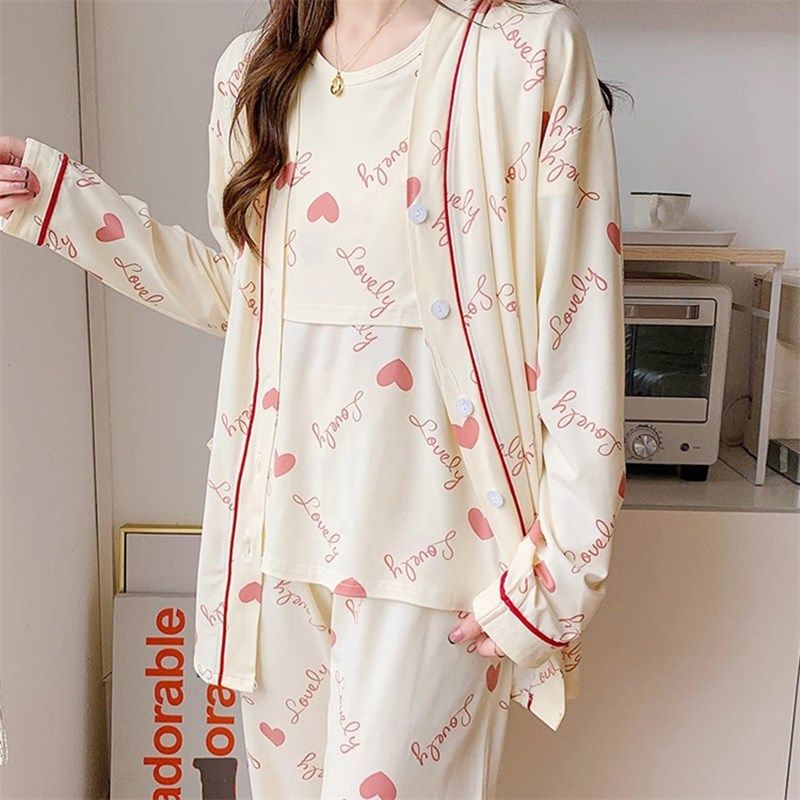 月子服纯棉孕妇睡衣夏季薄款产后喂奶怀孕期产妇哺乳宽松三件套装,淘宝优惠券,粉丝福利购,淘宝优惠卷