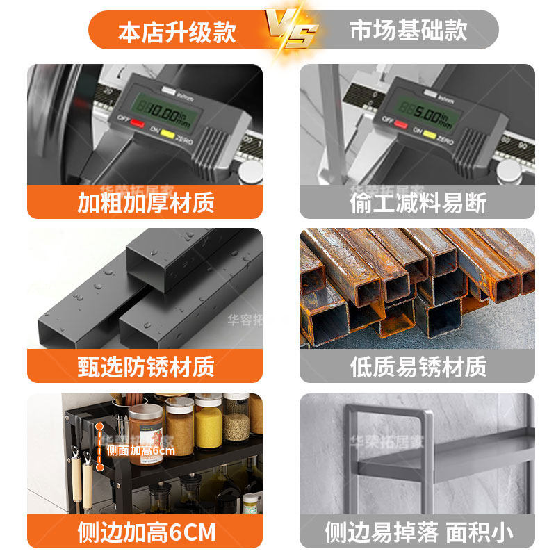 厨房置物架家用台面调料架油盐酱醋佐料收纳架子多层调料品储物架 - 图3