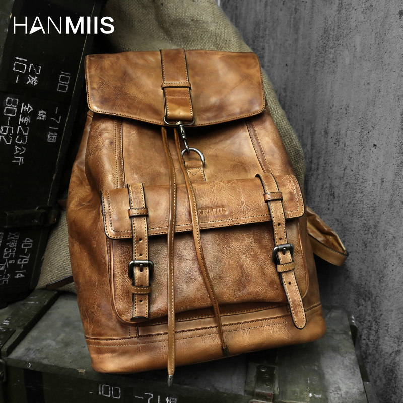 HANMIIS汉名仕头层牛皮 大容量双肩包旅行袋包全真皮男士背包书包,淘宝优惠券,粉丝福利购,淘宝优惠卷