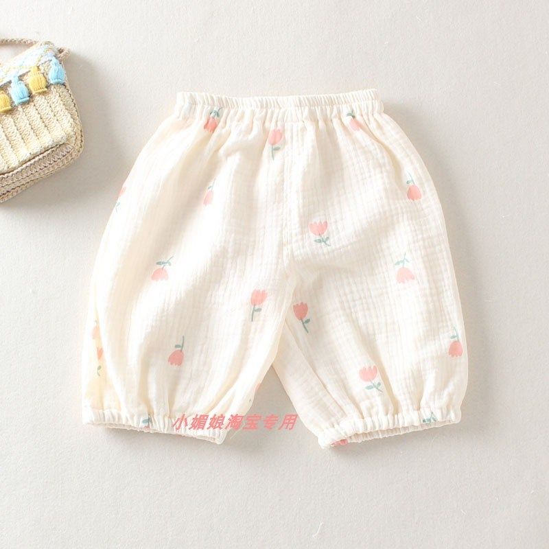 夏季婴儿宽松薄款纯棉纱布裤子男童女宝宝中裤儿童七分裤休闲裤5,淘宝优惠券,粉丝福利购,淘宝优惠卷