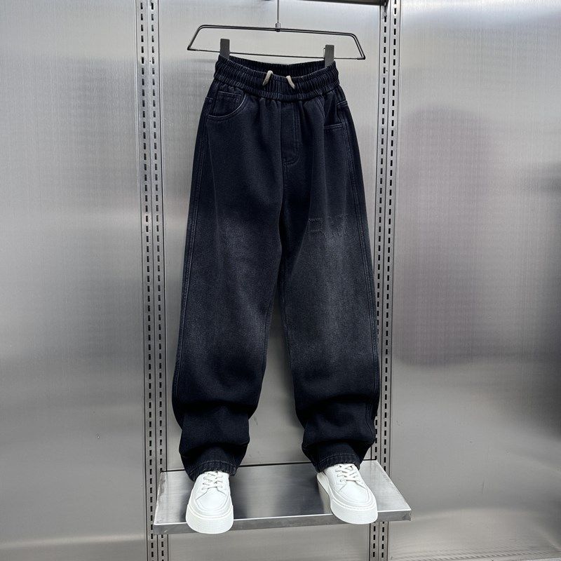 秋冬2024新款加绒牛仔裤男士潮牌渐变色水洗复古宽松直筒哈伦裤男,淘宝优惠券,粉丝福利购,淘宝优惠卷
