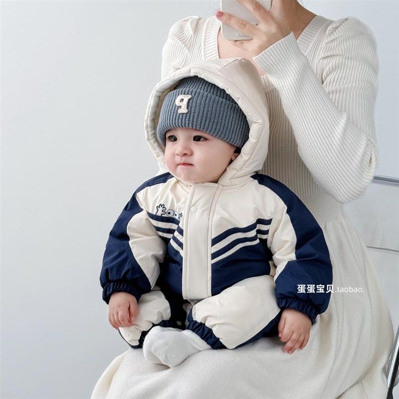 婴儿衣服加绒加厚夹棉服连体冲锋衣男宝宝秋冬装新款外出幼儿冬季,淘宝优惠券,粉丝福利购,淘宝优惠卷