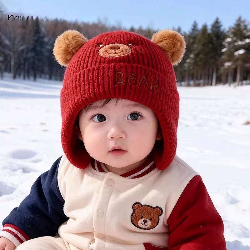 宝宝毛线帽秋冬季男童女婴幼儿大红新年喜庆针织套头防风保暖加厚,淘宝优惠券,粉丝福利购,淘宝优惠卷