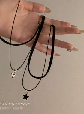 黑色choker颈链项圈女颈带轻奢小众高级感锁骨链chocker项链配饰