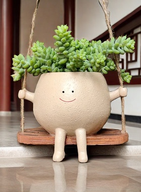 秋千摇篮花盆摆件家居庭院设计秋千设计花园精灵世界可爱花盆日式
