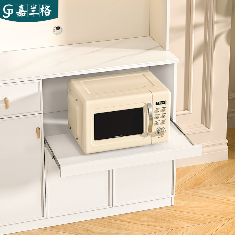 法式奶油风岩板餐边柜靠墙边柜家用厨房烤箱微波炉储物柜收纳柜子,淘宝优惠券,粉丝福利购,淘宝优惠卷