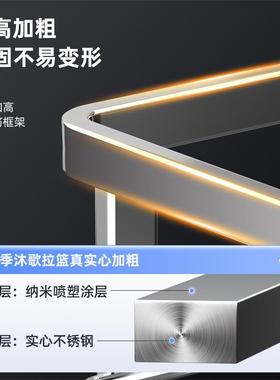 304实心不锈钢调味拉篮抽屉式厨房橱柜墙边极窄柜收纳柜