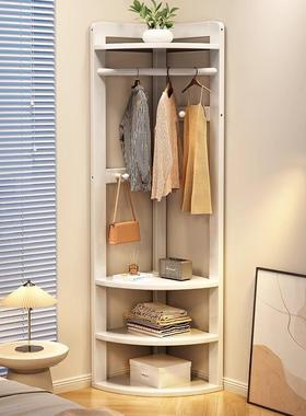 全实木转角衣帽架省空间卧室落地挂衣架简易置物架墙角挂衣服架子
