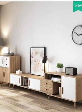 北欧茶几简约现代日式茶几榻榻米实木圆角茶几电视柜组合客厅桌