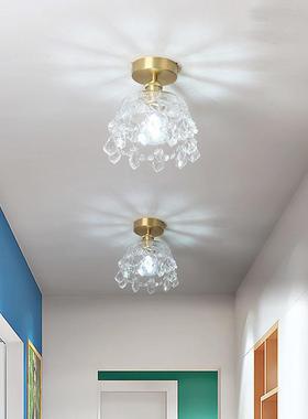 入户吸顶灯阳光房简约现代阳台灯轻奢风水晶玻璃玄关走廊过道灯具