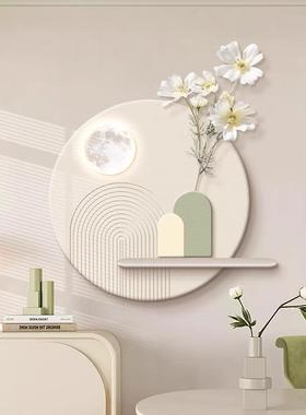 插花绿植砂岩画奶油风餐厅装饰画立体高级感饭厅挂画2024新款壁画