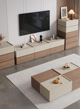 实木茶几客厅家用2024款轻奢积木组合电视柜收纳储物柜一体全实木