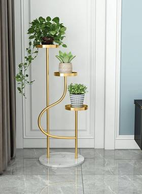 北欧轻奢铁艺室内客厅装饰花架简约阳台花盆架落地多层绿植置物架