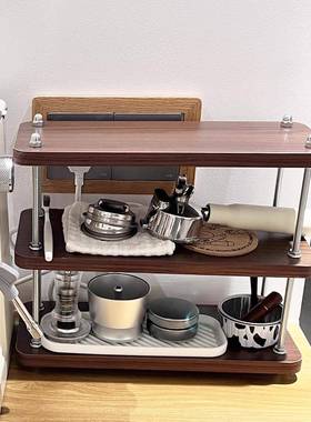 架子kzi德国工位桌面古风实木茶杯架T4办公收纳书架隔层新中包邮