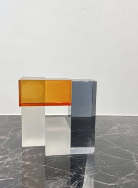 北欧简约现代立体黑白水晶创意解构摆件 书房样板间玄关软装饰品