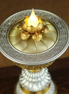 纯铜电子酥油灯充电式纯铜酥油灯家用环保电子充电灯插电充电两用