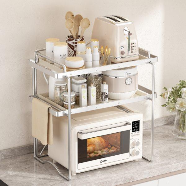 厨房置物架台面式多层微波炉架收纳架子不锈钢多功能烤箱锅架简约,淘宝优惠券,粉丝福利购,淘宝优惠卷