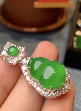 【带证】天然A货翡翠高冰黄杨绿925天然玉石新款不掉色