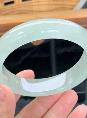 【顺丰包邮】缅甸天然大圈口白月光翡翠处理手镯一手玉镯冰糯