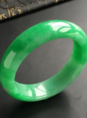 【顺丰包邮】源头直供缅甸翡翠处理手镯满绿阳绿冰种女款玉镯老坑