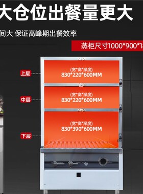 商用海鲜蒸柜三门多功能燃气电热蒸鱼蒸菜炖汤柜自动补水智能蒸箱