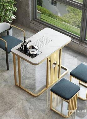 北欧岩板轻奢阳台小型家用泡茶桌现代简约茶水台桌椅组合茶几套装