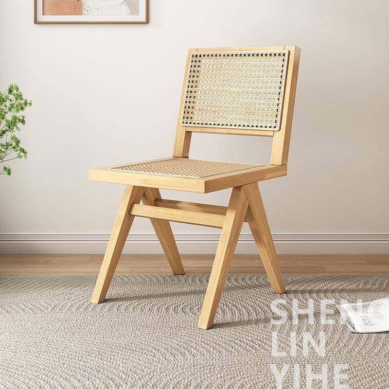 北欧实木餐椅昌迪加尔椅藤编椅子民宿家用椅子靠背椅设计师休闲椅,淘宝优惠券,粉丝福利购,淘宝优惠卷