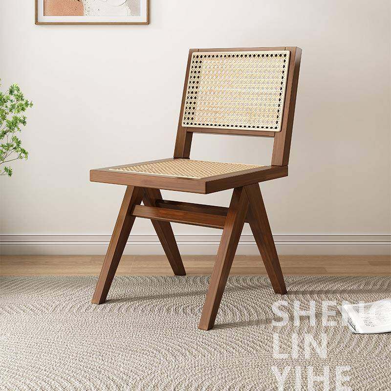 北欧实木餐椅昌迪加尔椅藤编椅子民宿家用椅子靠背椅设计师休闲椅,淘宝优惠券,粉丝福利购,淘宝优惠卷