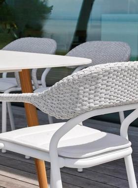 北欧户外餐桌椅岩板阳台创意庭院简约休闲藤椅三件组合室露天