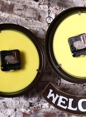 复古铁艺双面挂钟时尚创意书房卧室墙壁装饰品挂件家居用品