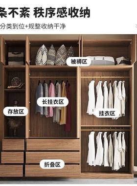 北欧推拉门衣柜家用卧室小户型组合玻璃移柜子滑门原木色成品衣橱