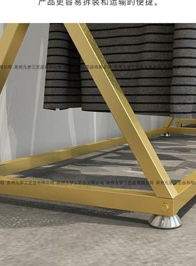 九梦服装店金色落地式展示架女装货架简约衣服架子店铺陈列挂衣架