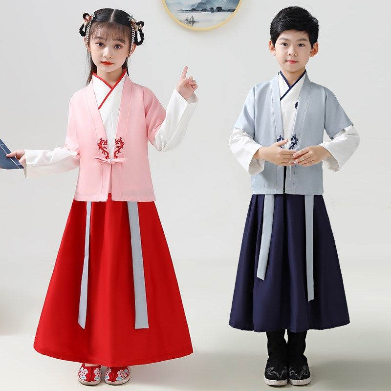 儿童古装汉服国学服男童女童新款中国风书童服春秋六一儿童演出服,淘宝优惠券,粉丝福利购,淘宝优惠卷