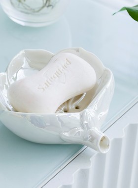 家居饰品创意陶瓷珍珠色香皂盒免打E孔家居浴室洗漱台桌面装饰摆