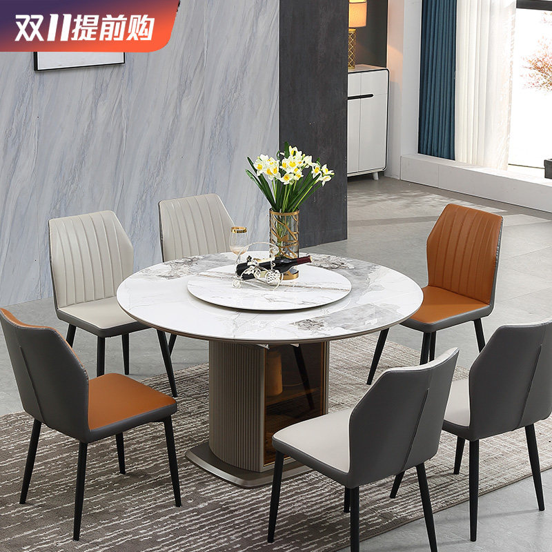 岩板餐桌椅组合现代简约实木家用小户型可伸缩折叠带储物柜圆饭桌,淘宝优惠券,粉丝福利购,淘宝优惠卷