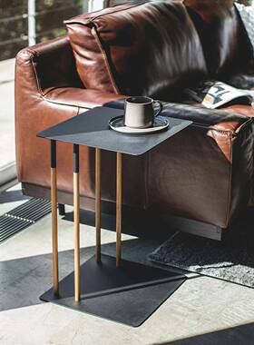 日式可移动边几桌铁木结合客厅沙发小茶几架边柜侧边柜床头小边几