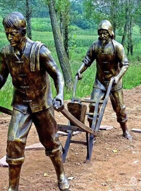 定制陶土泥塑雕像定做玻璃钢客厅招财农耕人物塑像艺术品雕塑摆件