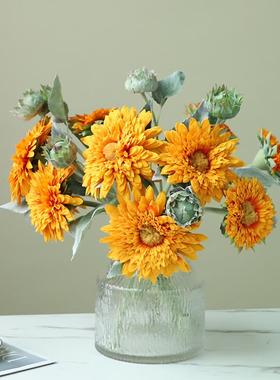 仿生向日葵仿真花束家居客厅假干花绢花摆件轻奢高档摆设装饰花