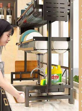 厨房水槽置物架沥水架碗碟架可伸缩多功能家用洗碗盘水槽池收纳架