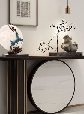 宽和纯黄铜小鹿摆件电视柜家居新中式创意工艺品平安办公装饰品