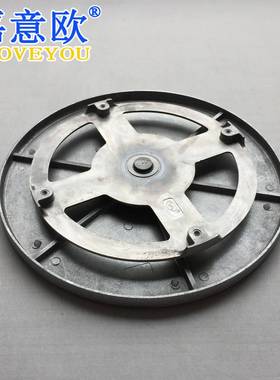 380双层餐桌转盘铝合金银色圆桌转盘万向转盘玻璃转盘底座