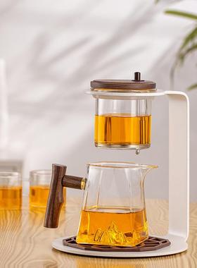 家用办公飘逸壶茶水分离滤茶器泡茶架台懒人冲茶神器高硼玻璃茶具