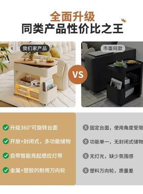 2025新款轻奢金属长方形带滚轮收纳储物茶几小户型可移动