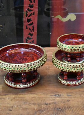 泰国木雕水果盘东南亚工艺品客厅茶几摆件实木镂空复古家居装饰品