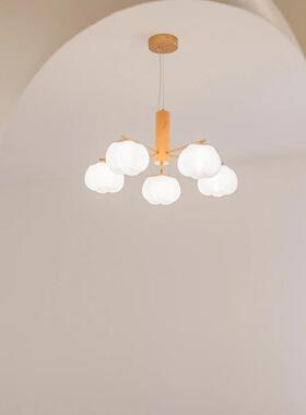 简约棉花吊灯奶油原木风柿子客厅吊灯日式餐厅主卧室房间中山灯具