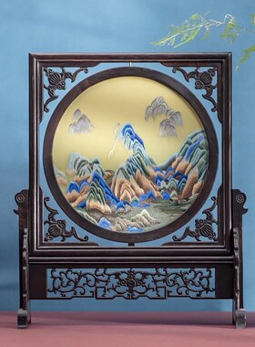 手工双面绣刺绣摆件屏风客厅装饰画苏绣中式工艺品台屏礼品礼物