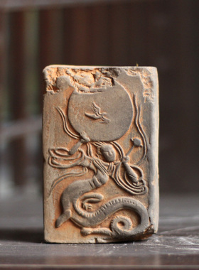 砖雕拓片女娲补天图仿古陶砖摆件手工E拓片DIY工具伏羲女娲陶拓版